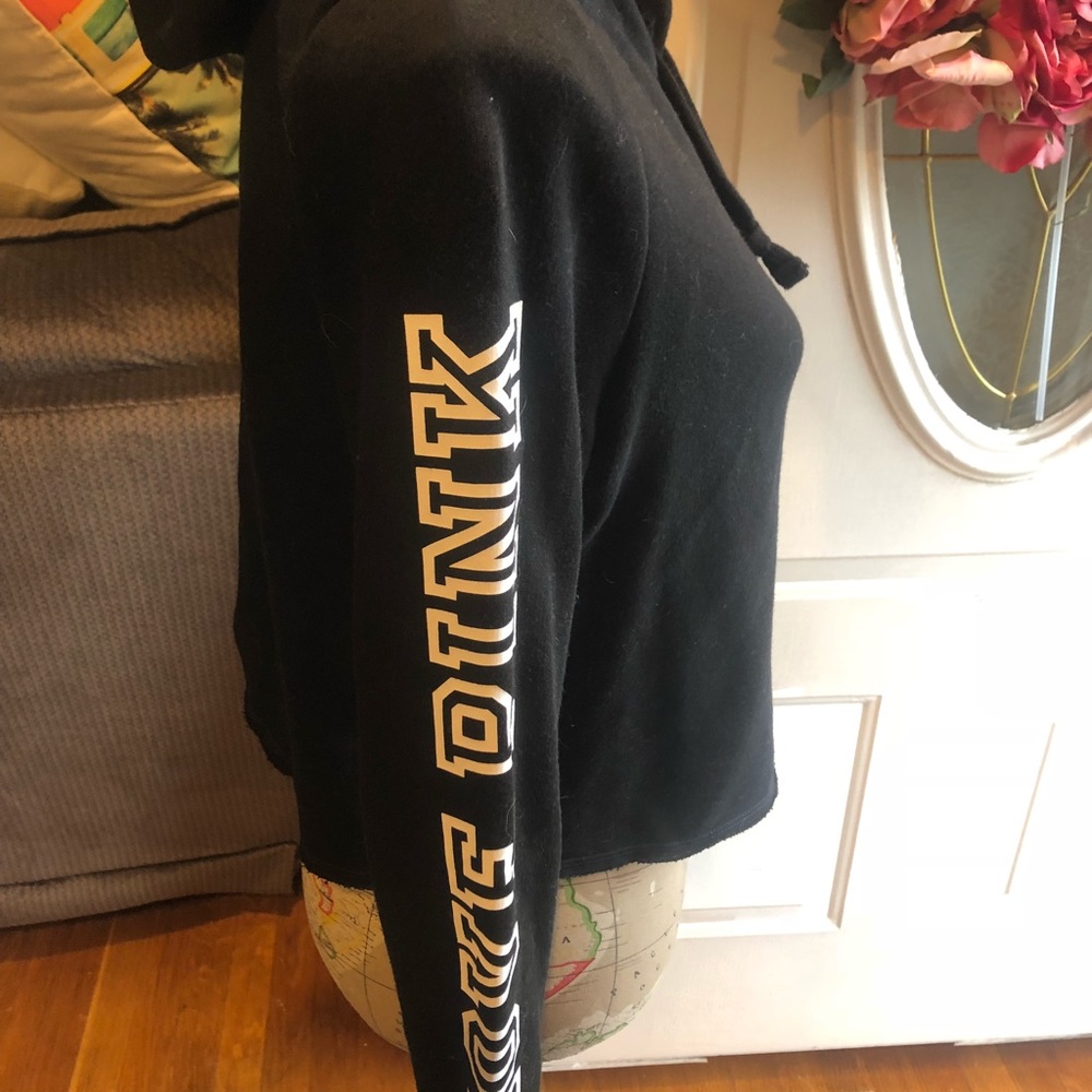 Pink Victoria’sSecret BlackCropped PulloverHoodie - Picture 4 of 6